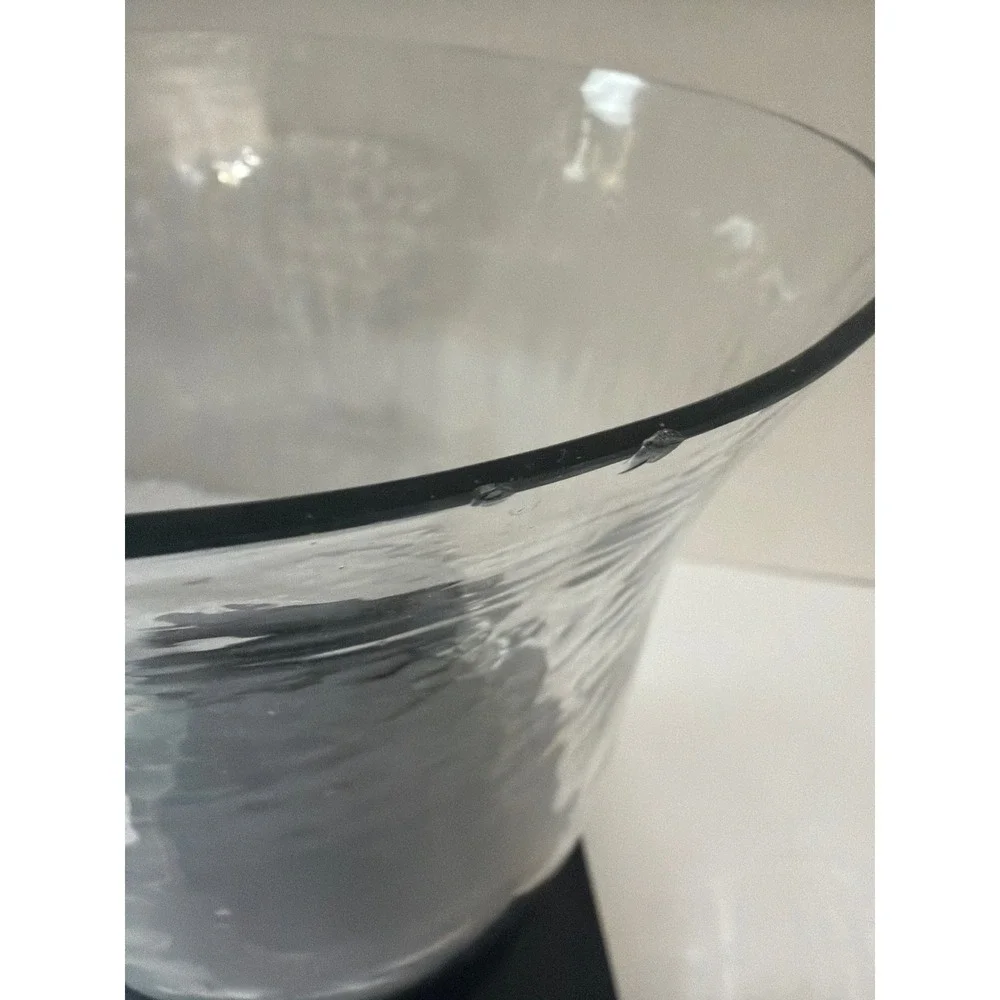 Pottery Barn Ryland Dark Wood Glass Hurricane Square Base
